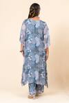 Shop_Mamicha_Blue Chiffon V-neck Floral Print Kaftan And Pant Set _at_Aza_Fashions
