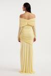 Buy_Deme By Gabriella_Yellow Net, Maheshwari, Lycra Collared Heloise Solid Long Jacket _Online_at_Aza_Fashions