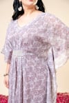 Buy_Mamicha_Purple Chiffon V-neck Designer Kaftan In Salmon Pink _Online_at_Aza_Fashions
