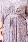 Shop_Mamicha_Purple Chiffon V-neck Designer Kaftan In Salmon Pink _Online_at_Aza_Fashions