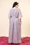 Shop_Mamicha_Purple Chiffon V-neck Designer Kaftan In Salmon Pink _at_Aza_Fashions