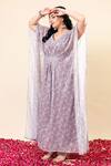 Shop_Mamicha_Purple Chiffon V-neck Designer Kaftan In Salmon Pink 