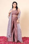 Shop_Mamicha_Crepe Floral Cape Set With Flared Pant _Online_at_Aza_Fashions