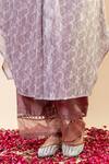 Buy_Mamicha_Pink Chiffon Pearls, Embroidery V-neck Salmon Designer Kurta Pant Set _Online_at_Aza_Fashions