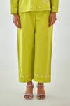 Buy_Moontara_Green Cotton Embroidery Collared Lemon Co-ord Set With Floral _Online_at_Aza_Fashions