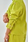 Buy_Moontara_Green Cotton Embroidery Collared Lemon Co-ord Set With Floral 