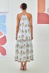 Shop_Moontara_Multi Color Cotton Halter Neck Floral Printed Tie Up Maxi Dress _at_Aza_Fashions