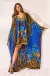 Buy_Zariaah_Blue Leopardess Cape _at_Aza_Fashions