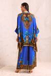 Shop_Zariaah_Blue Viscose, Silk Crystals Leopardess Trousers _at_Aza_Fashions