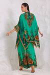 Shop_Zariaah_Green Viscose, Silk Crystals Button-down Neck Emerald Leopardess Kaftan Top _at_Aza_Fashions