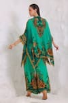 Shop_Zariaah_Green Viscose, Silk Emerald Leopardess Trousers _at_Aza_Fashions