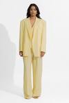 Buy_Deme By Gabriella_Yellow Faux Leather V-neck Danielle Plain Blazer Pant Set _at_Aza_Fashions