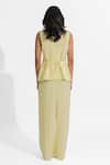 Buy_Deme By Gabriella_Yellow Faux Leather V-neck Danielle Plain Blazer Pant Set 