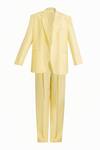 Shop_Deme By Gabriella_Yellow Faux Leather V-neck Danielle Plain Blazer Pant Set 