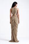 Shop_Deme By Gabriella_Grey Net, Maheshwari Cowl Neck Krysta Waist Cut-out Gown _at_Aza_Fashions