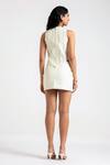 Deme By Gabriella_Off White Leather Round Neck Jodie Textured Top With Skirt _Online_at_Aza_Fashions