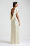 Shop_Deme By Gabriella_Off White Satin Round Neck Lea Cowl Back Gown _at_Aza_Fashions