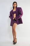 Buy_Deme By Gabriella_Wine Microfiber Round Neck, Collared Debbie Plain Jacket Skirt Set _Online_at_Aza_Fashions