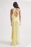 Shop_Deme By Gabriella_Yellow Silk Sequins One Shoulder Lidia Embroidered Dress _at_Aza_Fashions