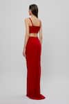 Deme By Gabriella_Red Net And Malai Lycra Scoop Neck Corset Gown _Online_at_Aza_Fashions