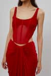Buy_Deme By Gabriella_Red Net And Malai Lycra Scoop Neck Corset Gown _Online_at_Aza_Fashions