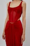 Shop_Deme By Gabriella_Red Net And Malai Lycra Scoop Neck Corset Gown _Online_at_Aza_Fashions