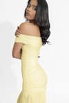 Buy_Deme By Gabriella_White Crepe, Lycra Off-shoulder Maria Pleated Mermaid Dress _Online_at_Aza_Fashions
