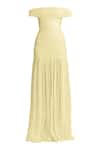 Shop_Deme By Gabriella_White Crepe, Lycra Off-shoulder Maria Pleated Mermaid Dress _Online_at_Aza_Fashions