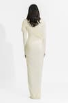 Shop_Deme By Gabriella_White Net, Maheshwari Round Neck Paulina Pleated Draped Dress _at_Aza_Fashions