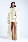 Buy_Deme By Gabriella_Off White , Faux Applique Round Marla Textured Top And Skirt Set _at_Aza_Fashions