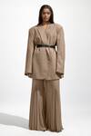 Buy_Deme By Gabriella_Grey Net, Suede Solid Flared Pant _Online_at_Aza_Fashions
