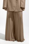 Shop_Deme By Gabriella_Grey Net, Suede Solid Flared Pant _at_Aza_Fashions