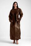 Buy_Deme By Gabriella_Black Leather Kiah Trench Coat _at_Aza_Fashions
