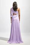 Deme By Gabriella_Purple Lycra One Shoulder Solid Draped Dress _Online_at_Aza_Fashions