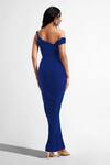 Shop_Deme By Gabriella_Blue Lycra Asymmetric Nellie One Shoulder Draped Dress _at_Aza_Fashions