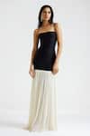 Buy_Deme By Gabriella_Black Net, Lycra Square Neck Cara Gather Detailed Gown _at_Aza_Fashions