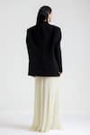 Buy_Deme By Gabriella_Black Net, Lycra Square Neck Cara Gather Detailed Gown _Online_at_Aza_Fashions