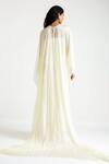 Deme By Gabriella_Off White Chiffon, Lycra High Neck Francesca Draped Gown _Online_at_Aza_Fashions
