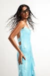 Shop_Deme By Gabriella_Blue Silk Sequins Cowl Neck Heather Embroidered Dress _Online_at_Aza_Fashions