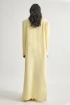 Shop_Deme By Gabriella_Yellow Faux Leather V-neck, Collared Nicole Solid Long Coat With Short Dress _at_Aza_Fashions