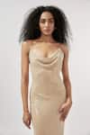 Buy_Deme By Gabriella_Beige Silk Sequins Cowl Neck Embellished Gown _Online_at_Aza_Fashions