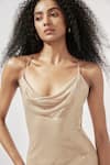 Shop_Deme By Gabriella_Beige Silk Sequins Cowl Neck Embellished Gown _Online_at_Aza_Fashions