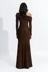 Shop_Deme By Gabriella_Brown Lycra Off-shoulder Irene Off Mermaid Dress _at_Aza_Fashions