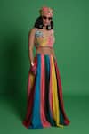 Buy_Esha L Amin_Multi Color Silk Panelled Kali Lehenga _at_Aza_Fashions