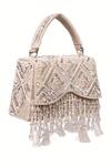 Buy_House Of Kosha_Ivory Sequins, Tassels Elara Suede Embellished Box Bag _Online_at_Aza_Fashions