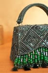 Buy_House Of Kosha_Green Sequins, Beads, Tassels Elara Suede Box Bag _Online_at_Aza_Fashions