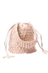 Buy_House Of Kosha_Ivory Crystals, Beads Kelly Pastel Suede Bucket Bag _Online_at_Aza_Fashions
