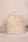 House Of Kosha_Ivory Crystals, Beads Kelly Pastel Suede Bucket Bag _at_Aza_Fashions