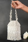Buy_House Of Kosha_Ivory Embroidery, Tassels, Beads Suede Embellished Bucket Bag _at_Aza_Fashions