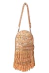 Buy_House Of Kosha_Gold Beads, Zari, Tassels, Cut Work Suede Embellished Clutch Bag _Online_at_Aza_Fashions